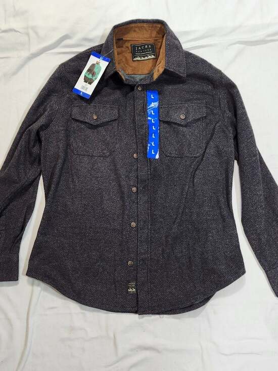 Jachs NY Other - Jachs NY Blue/Brown Herringbone Flannel Button Up Shirt Jacket Size Large